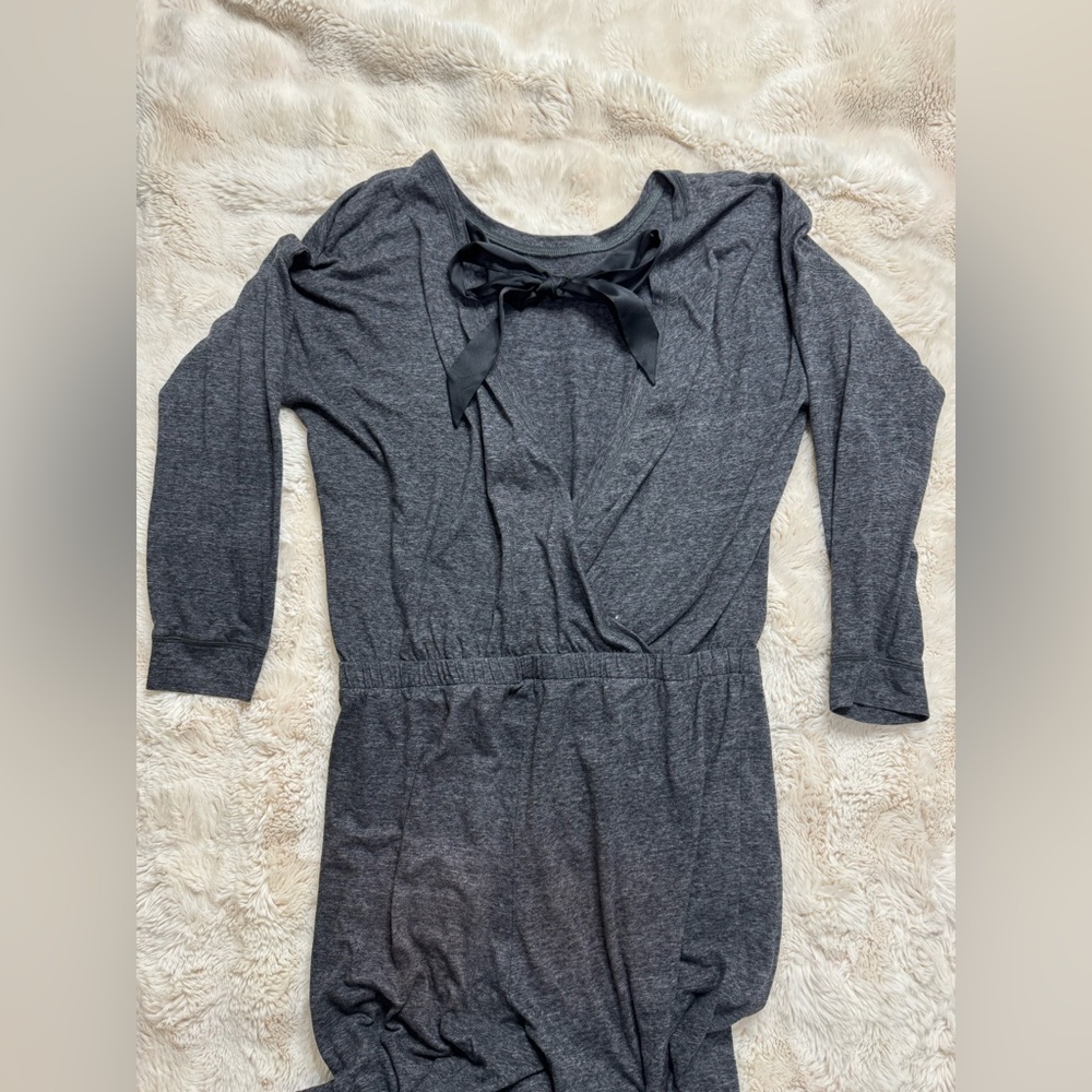 Victoria's Secret Gray Jumpsuit with Open Back and Black Bow